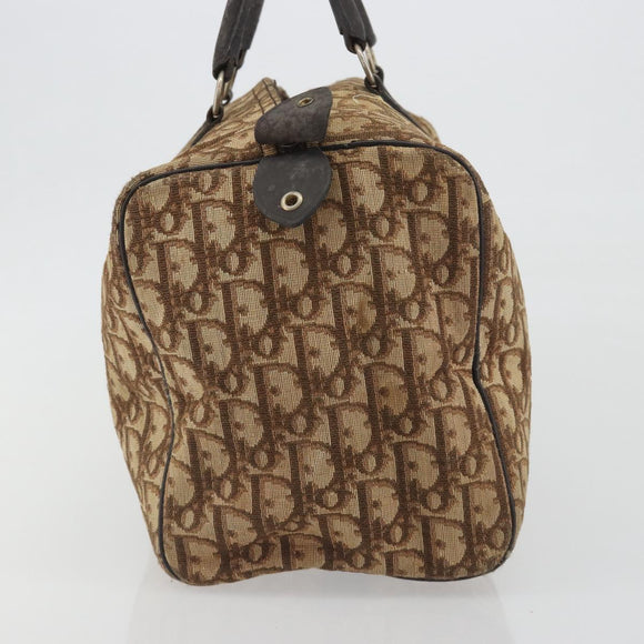 Christian Dior Trotter Canvas Hand Bag Brown Gold Auth 196736