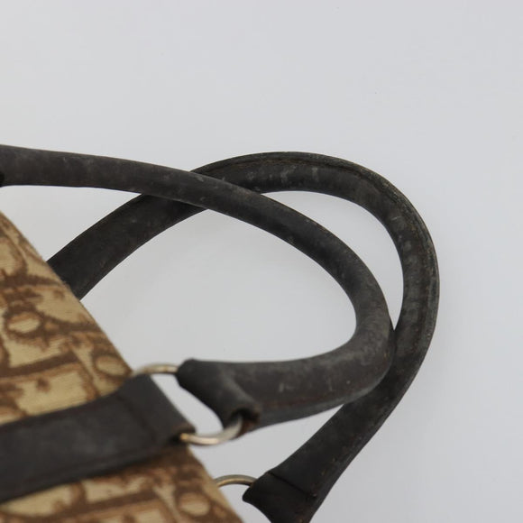 Christian Dior Trotter Canvas Hand Bag Brown Gold Auth 196736