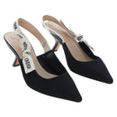 Christian Dior Slingback Pumps Leather Black Auth 196738M-1