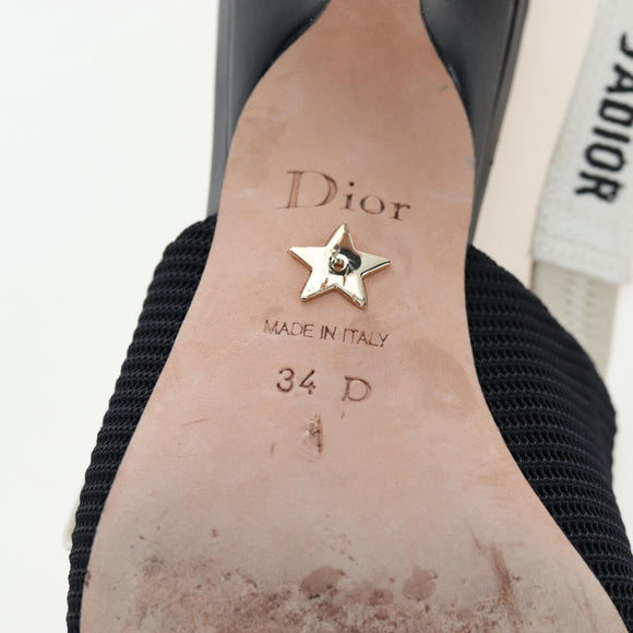 Christian Dior Slingback Pumps Leather Black Auth 196738M