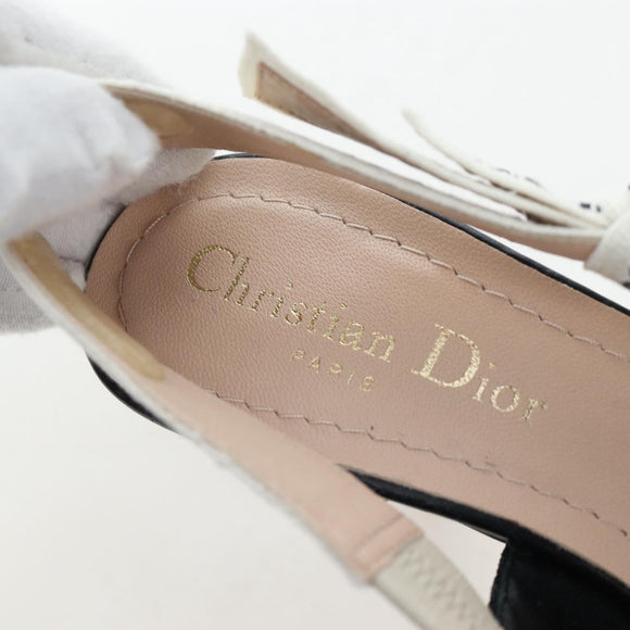 Christian Dior Slingback Pumps Leather Black Auth 196738M