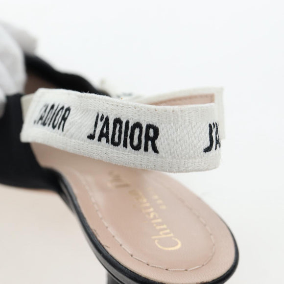 Christian Dior Slingback Pumps Leather Black Auth 196738M
