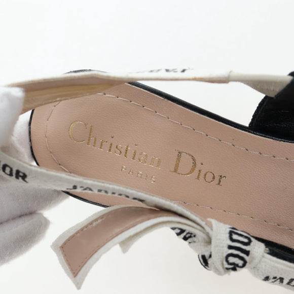 Christian Dior Slingback Pumps Leather Black Auth 196738M