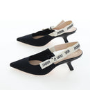 Christian Dior Slingback Pumps Leather Black Auth 196738M-4