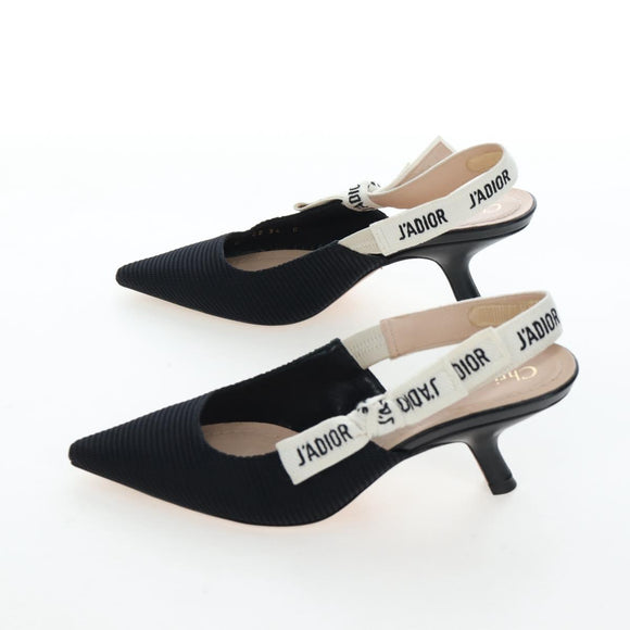 Christian Dior Slingback Pumps Leather Black Auth 196738M