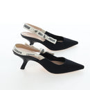 Christian Dior Slingback Pumps Leather Black Auth 196738M-5