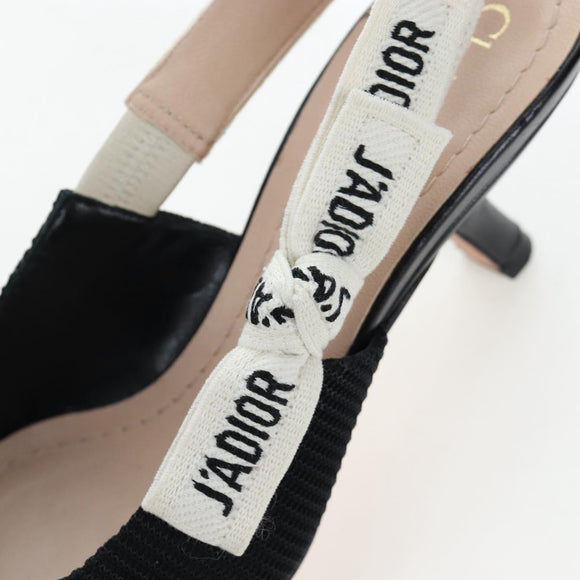 Christian Dior Slingback Pumps Leather Black Auth 196738M