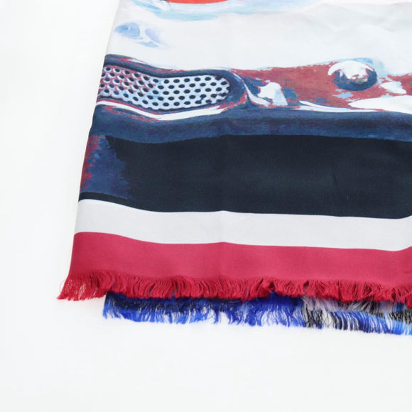 CHANEL COCO Mark Scarf Silk Purple CC Auth 196740V