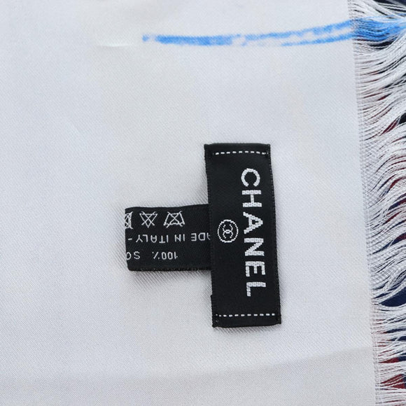 CHANEL COCO Mark Scarf Silk Purple CC Auth 196740V