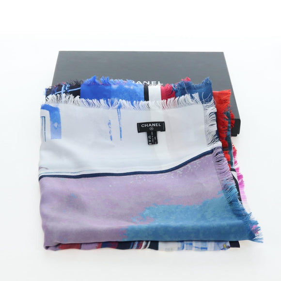 CHANEL COCO Mark Scarf Silk Purple CC Auth 196740V