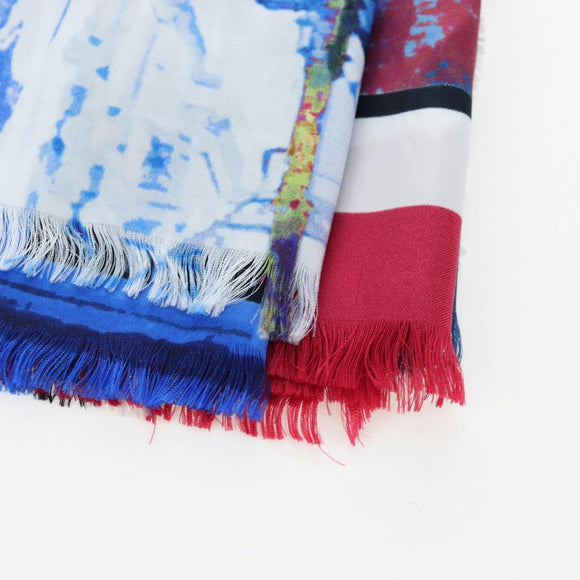 CHANEL COCO Mark Scarf Silk Purple CC Auth 196740V