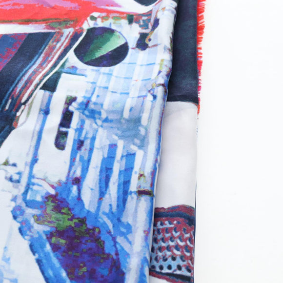CHANEL COCO Mark Scarf Silk Purple CC Auth 196740V
