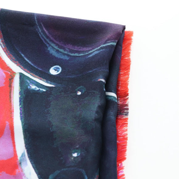 CHANEL COCO Mark Scarf Silk Purple CC Auth 196740V