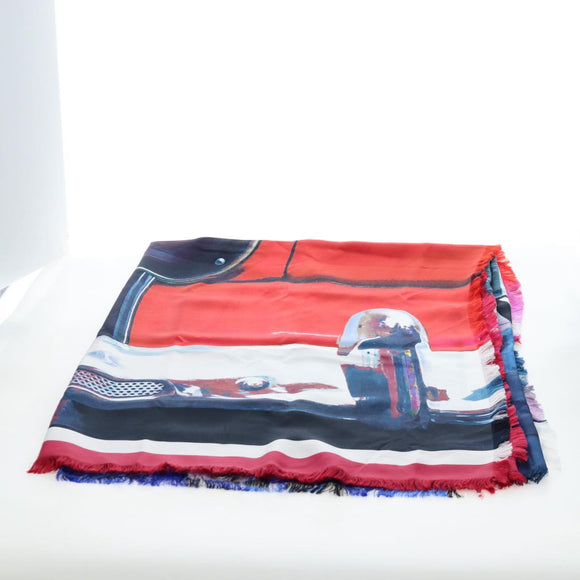 CHANEL COCO Mark Scarf Silk Purple CC Auth 196740V