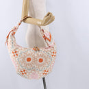 LOEWE Hand Bag Nylon Beige Silver Auth 196742A-19