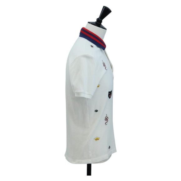 GUCCI Polo Shirt Short-Sleeved T-Shirt Cotton S White Auth 196745M