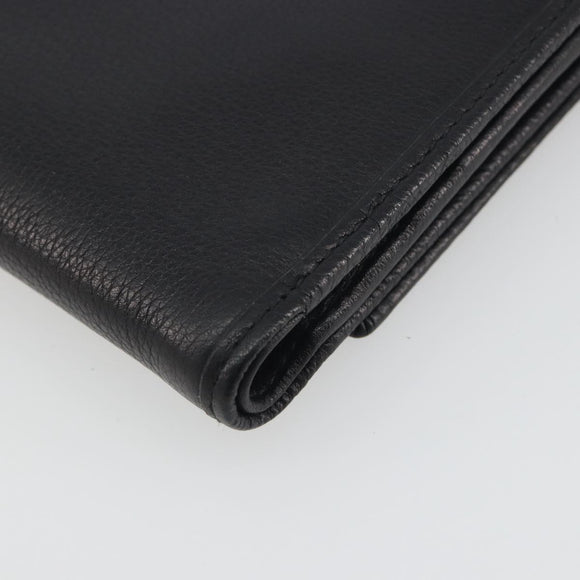 LOEWE Anagram Wallet Leather Black Silver Auth 196748V