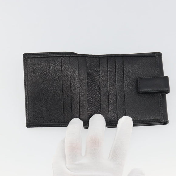 LOEWE Anagram Wallet Leather Black Silver Auth 196748V