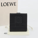 LOEWE Anagram Wallet Leather Black Silver Auth 196748V-24