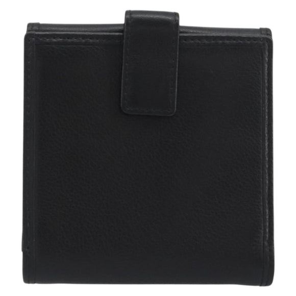 LOEWE Anagram Wallet Leather Black Silver Auth 196748V