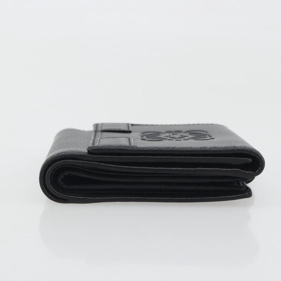 LOEWE Anagram Wallet Leather Black Silver Auth 196748V