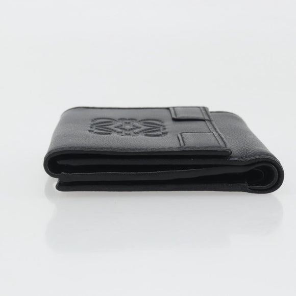 LOEWE Anagram Wallet Leather Black Silver Auth 196748V