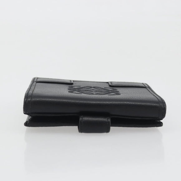 LOEWE Anagram Wallet Leather Black Silver Auth 196748V