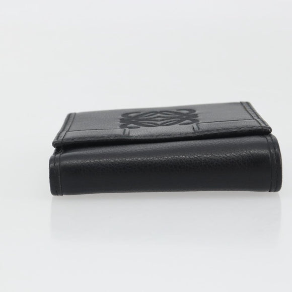 LOEWE Anagram Wallet Leather Black Silver Auth 196748V