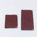 CARTIER Must Line Wallet Leather 4 Set Bordeaux Gold Auth 196752-12