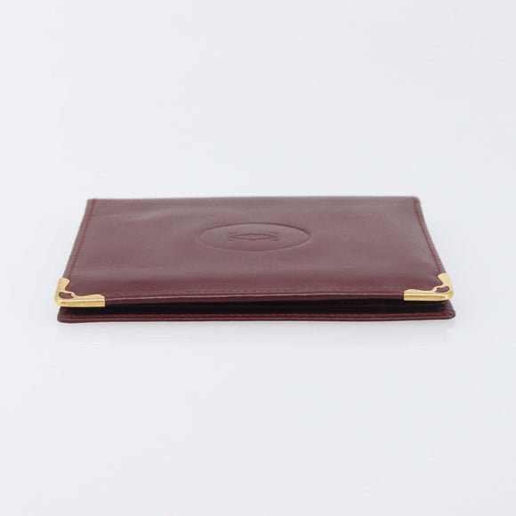 CARTIER Must Line Wallet Leather 4 Set Bordeaux Gold Auth 196752