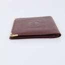 CARTIER Must Line Wallet Leather 4 Set Bordeaux Gold Auth 196752-15