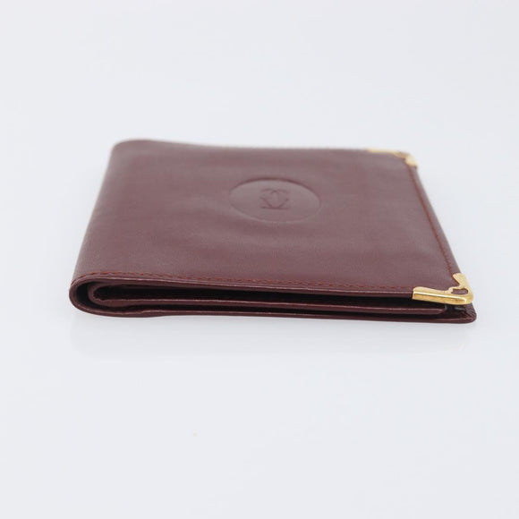 CARTIER Must Line Wallet Leather 4 Set Bordeaux Gold Auth 196752
