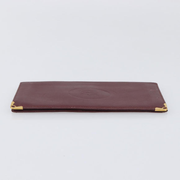 CARTIER Must Line Wallet Leather 4 Set Bordeaux Gold Auth 196752