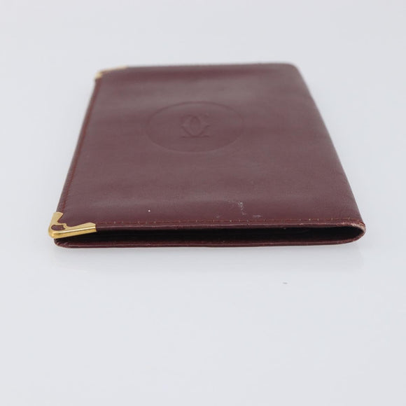 CARTIER Must Line Wallet Leather 4 Set Bordeaux Gold Auth 196752