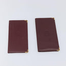 CARTIER Must Line Wallet Leather 4 Set Bordeaux Gold Auth 196752-2