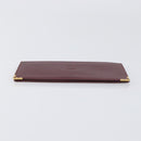 CARTIER Must Line Wallet Leather 4 Set Bordeaux Gold Auth 196752-4