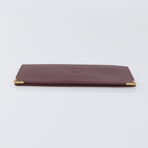 CARTIER Must Line Wallet Leather 4 Set Bordeaux Gold Auth 196752