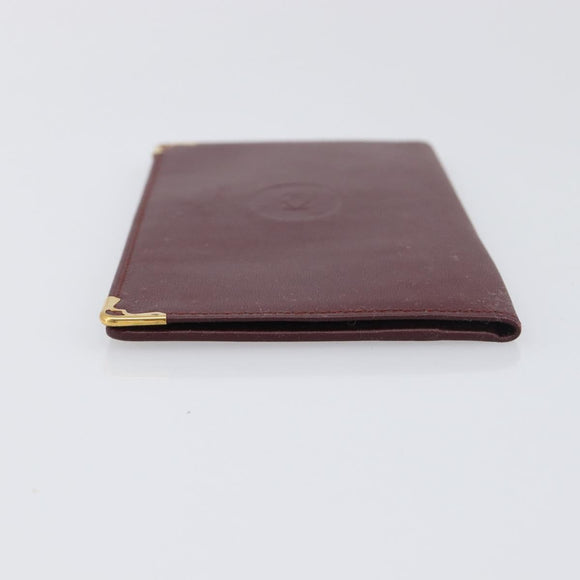CARTIER Must Line Wallet Leather 4 Set Bordeaux Gold Auth 196752