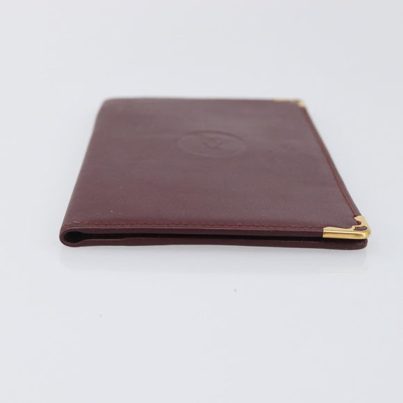 CARTIER Must Line Wallet Leather 4 Set Bordeaux Gold Auth 196752