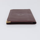CARTIER Must Line Wallet Leather 4 Set Bordeaux Gold Auth 196752-9
