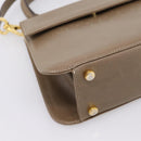 Salvatore Ferragamo Gancini Hand Bag Leather 2way Beige Gold Auth 196761-16