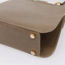 Salvatore Ferragamo Gancini Hand Bag Leather 2way Beige Gold Auth 196761-17
