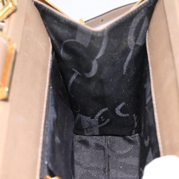 Salvatore Ferragamo Gancini Hand Bag Leather 2way Beige Gold Auth 196761