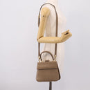 Salvatore Ferragamo Gancini Hand Bag Leather 2way Beige Gold Auth 196761-23