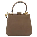 Salvatore Ferragamo Gancini Hand Bag Leather 2way Beige Gold Auth 196761-2