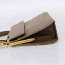 Salvatore Ferragamo Gancini Hand Bag Leather 2way Beige Gold Auth 196761-3
