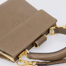 Salvatore Ferragamo Gancini Hand Bag Leather 2way Beige Gold Auth 196761-6