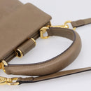 Salvatore Ferragamo Gancini Hand Bag Leather 2way Beige Gold Auth 196761-7