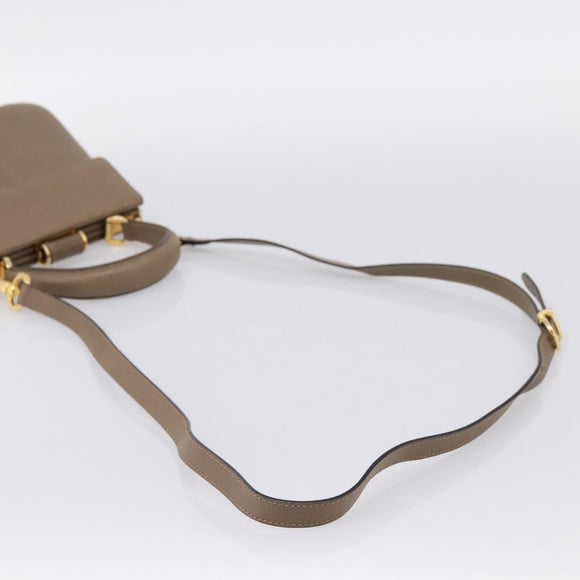 Salvatore Ferragamo Gancini Hand Bag Leather 2way Beige Gold Auth 196761