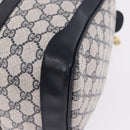 GUCCI GG Supreme Sherry Line Boston Bag PVC Navy Gold Auth 196762A-13